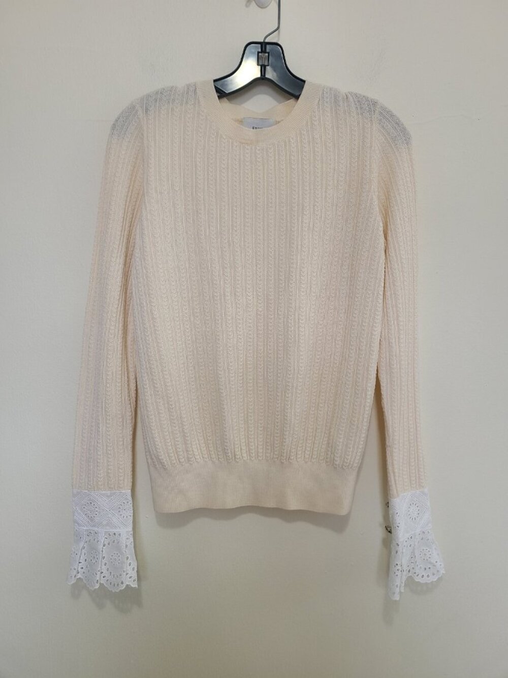 Erdem Sweater Wool Blend Women's size M Cream Lace Cuffs